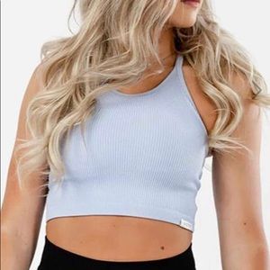 Acta baby blue ribbed tank bra